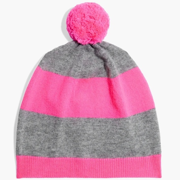 Chinti & Parker Accessories - CHINTI & PARKER Pompom Striped Wool & Cashmere Blend Beanie Hat - NEW